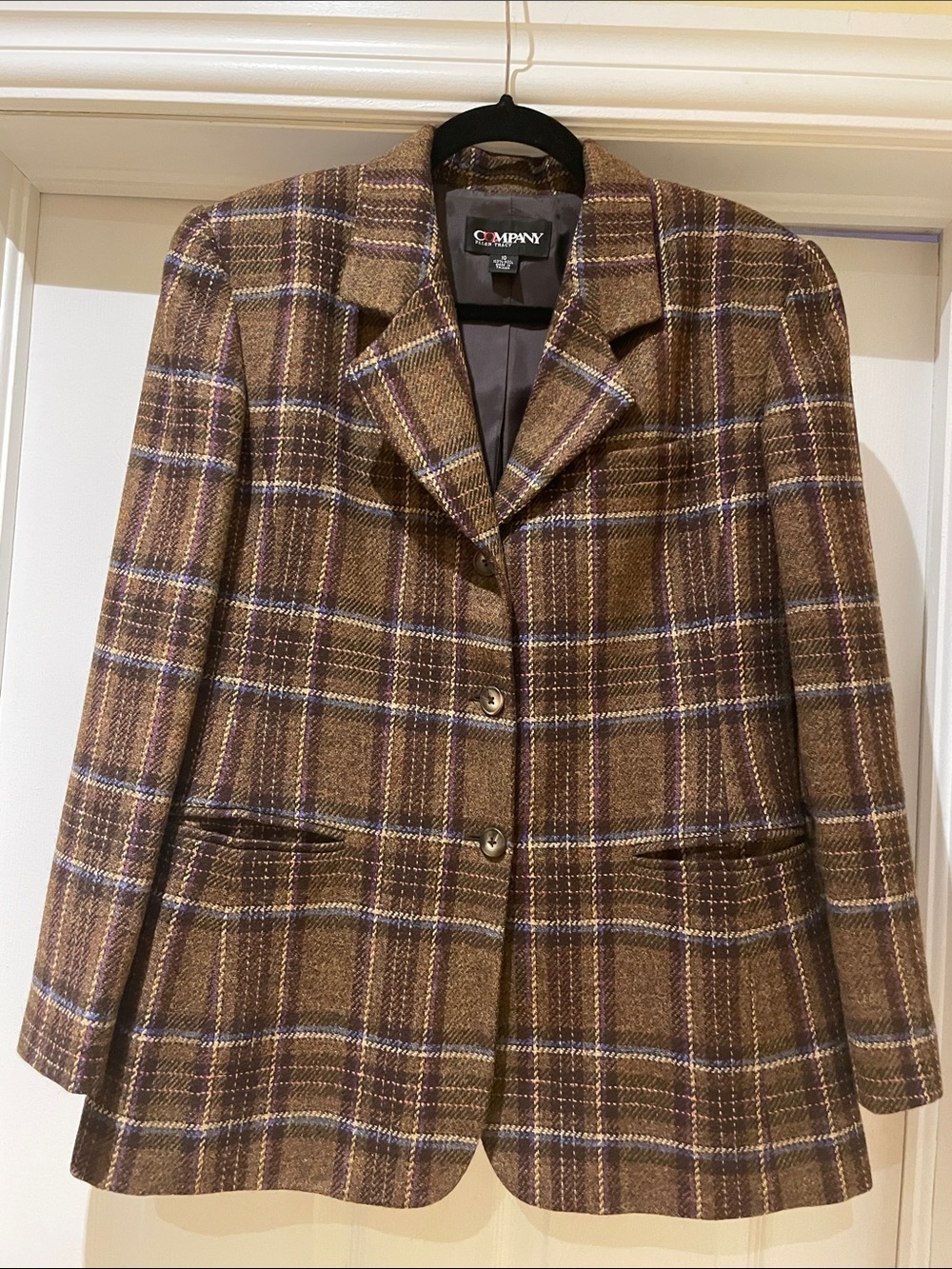 Company Ellen Tracy Wool Plaid Blazer Size 10 Tailored Dark academia Normecore